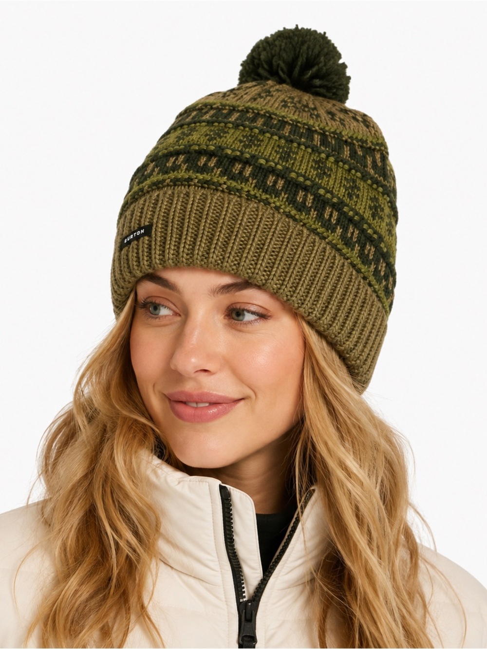 Burton Cable Knit Beanie Chunky Knit Cuffed Winter Hat Retro Walden Beanie